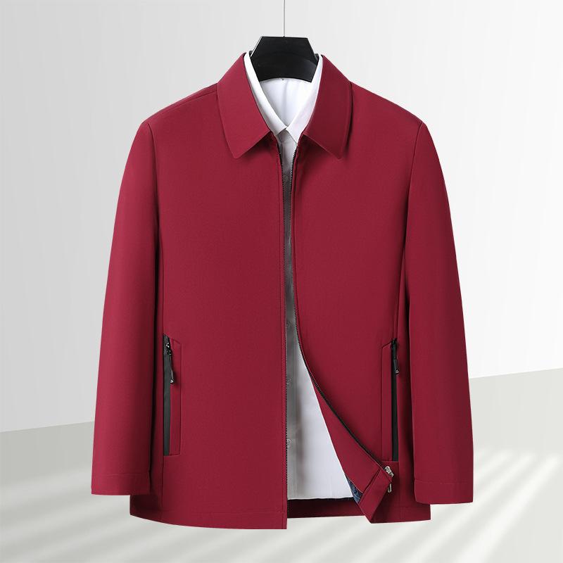 Autumn Jacket Business Casual Lapel Jacket Middle-aged and Elderly Simple Style Zipper Men's Executive Jacket