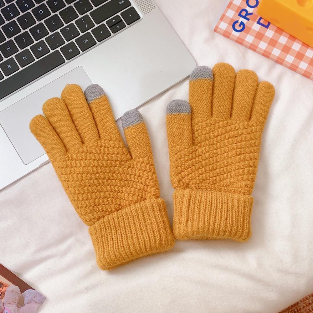 

Зимние теплые шерстяные перчатки с сенсорным экраном - Толстые, однотонные, на флисовой подкладке, полнопалые перчатки для холодной погоды