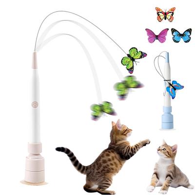 Flying Butterfly Cat Toy Interactive Electric Cat Toy Automatic Cat Teaser with Rotating Suction Cup Base for Indoor Cats Fun And Exercise