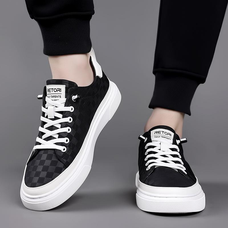 Men's Shoes Ice Silk Cloth Shoes 2025 New Summer Low-top Casual Shoes Breathable Men's Plaid Board Shoes Tide 2025