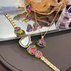 Color Diamond-set Irregular Special-shaped Watch Necklace Ring Earrings Four-piece Set Gift Watch
