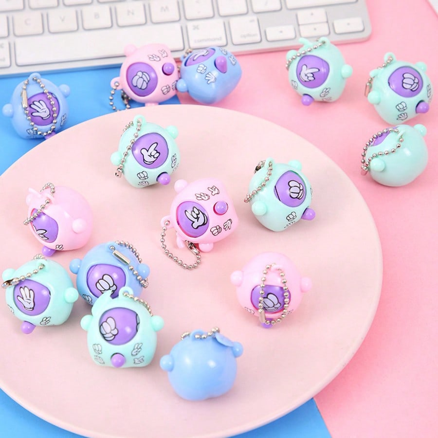 5/10pcs Cute Mini Rock Paper Scissors Game Keychains, Interesting Toys, Keychain, Wallet, Backpack Decor, Stress Relief, Party Favors,Random Colors