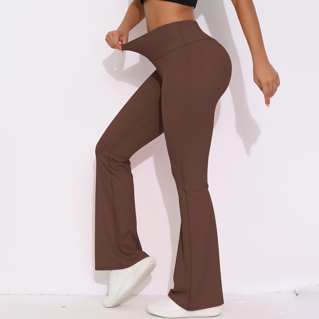 European and American Nude Wide-leg Tight Yoga Pants High Waist Hip Lift Quick-drying Micro-pull Pants Casual Sports Fitness Pants Flared Pants