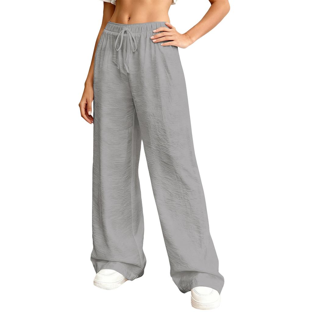 Women's Loose-fitting Wide-leg Pants, Casual Loose-fitting Pants, High-elastic Waistband, Long Pants With Pockets