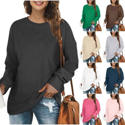 Women Autumn Winter Tops Women's Long Sleeve Sweatshirt Casual Crewneck Loose Fit Pollover Fleece Tops