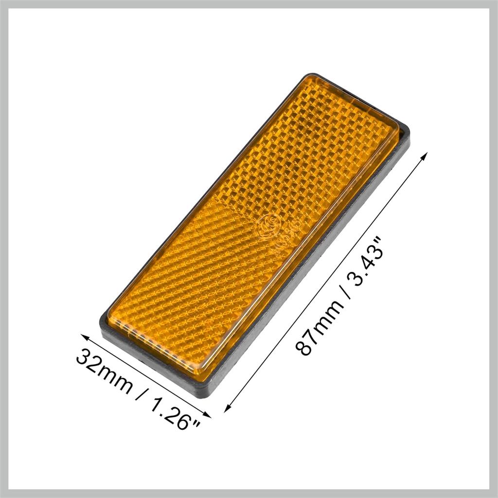6 Pcs Rectangular Stick-on Safety Spoke Reflective Self Adhesive Reflector for Gate Posts Cars Trailer Motorcycle Trucks Boat Bicycle Bike Orange
