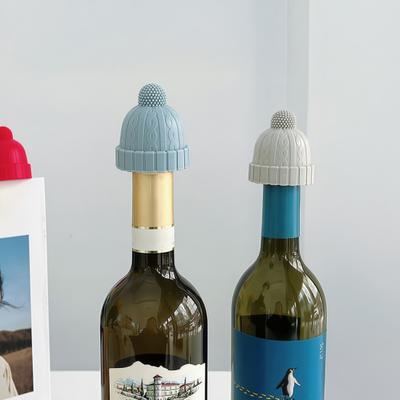Silicone Wine Bottle Stopper Vacuum Seal Reusable Hat Wine Stopper for Freshness Preservation Creative Decorative Beverage Cap