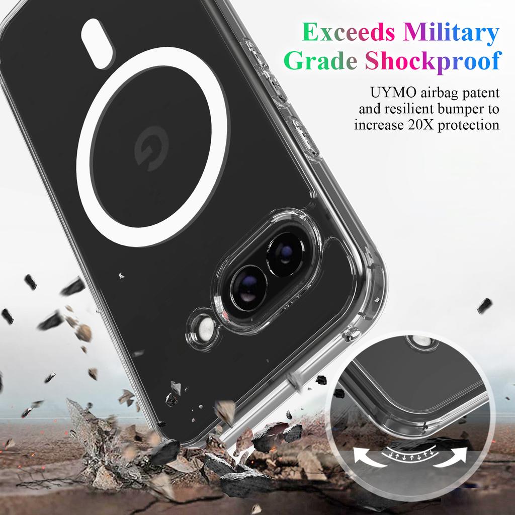 עבור Google Pixel 10a כיסוי טלפון שקוף מגנטי TPU + כיסוי אחורי אקרילי