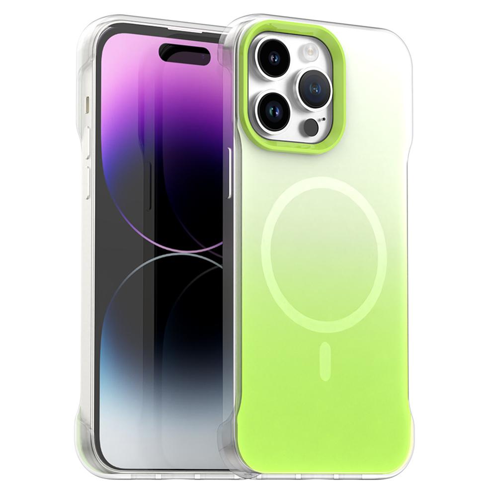 For iPhone 14 Pro Max Magnetic Case Gradient Design Borderless IMD TPU+PC+PET Phone Cover