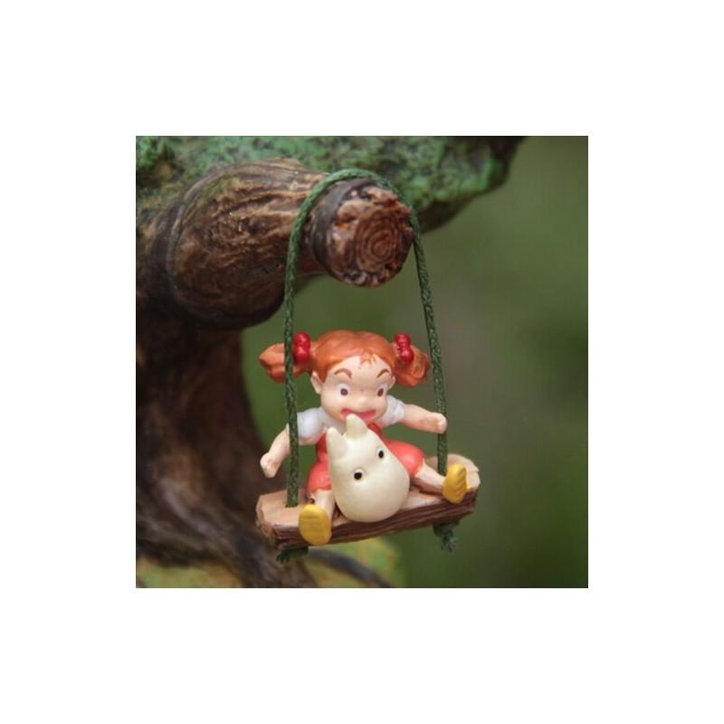 Totoro Resin Micro Landscape With Cartoon Cat Swing And Autumn Leaves For Gift And Collection