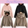 Women Fleece Hoodie Coat With Cute Bear Ear Design And Hooded Collar For Cozy Winter Wear