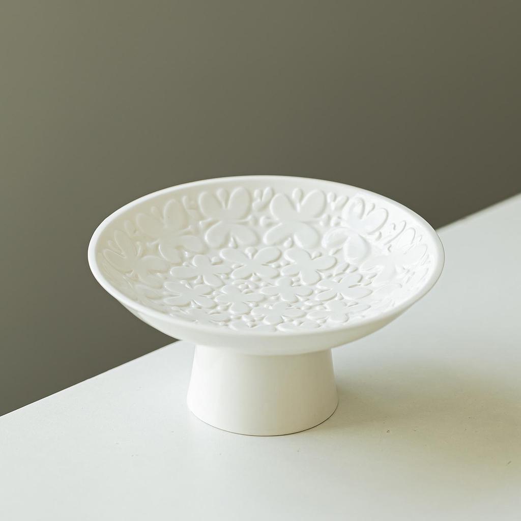 Elegant Ceramic Fruit & Dessert Plate with High Base – Luxurious Tableware for Cold Dishes