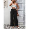 Independent Station Women's Solid Color Loose High Waist Wide Leg Cotton and Linen Trousers for Women