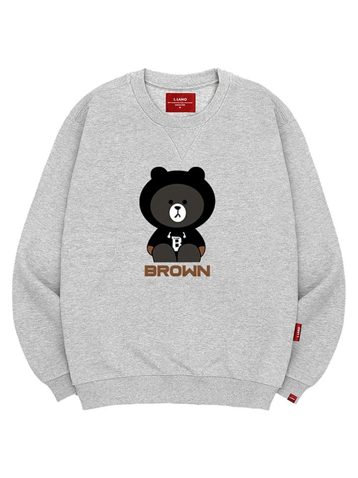 Ellamo Brown Bear Sweatshirt Unisex Big Sizes S~4Xl