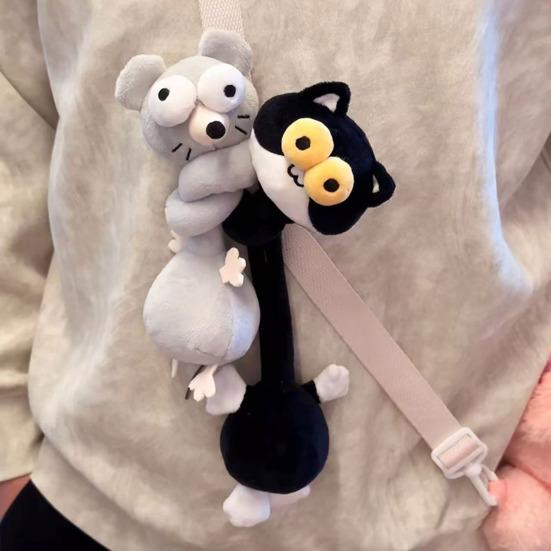 Yousheng Long Neck Animal Plush Keychain Soft Stuffed Dog Cat Frog Rat Pendant Plush Bags Backpacks Charm Birthday Gift for Animal Lovers