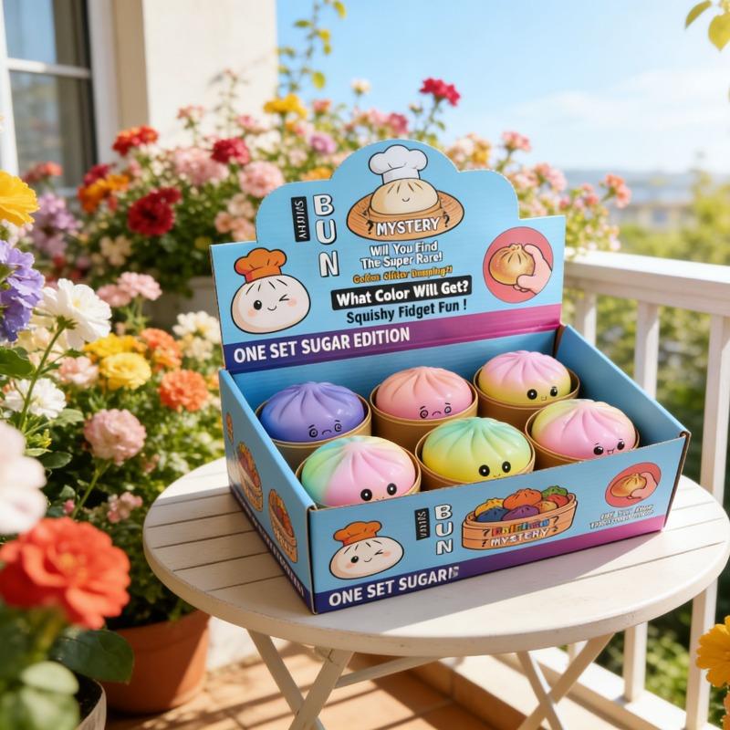 New Realistic Giant Dumpling Squeeze Toy with Bamboo Steamer Soft TPR Dough Ball Decompression Fidget Toy Funny Creative DIY Assembly Gift Present