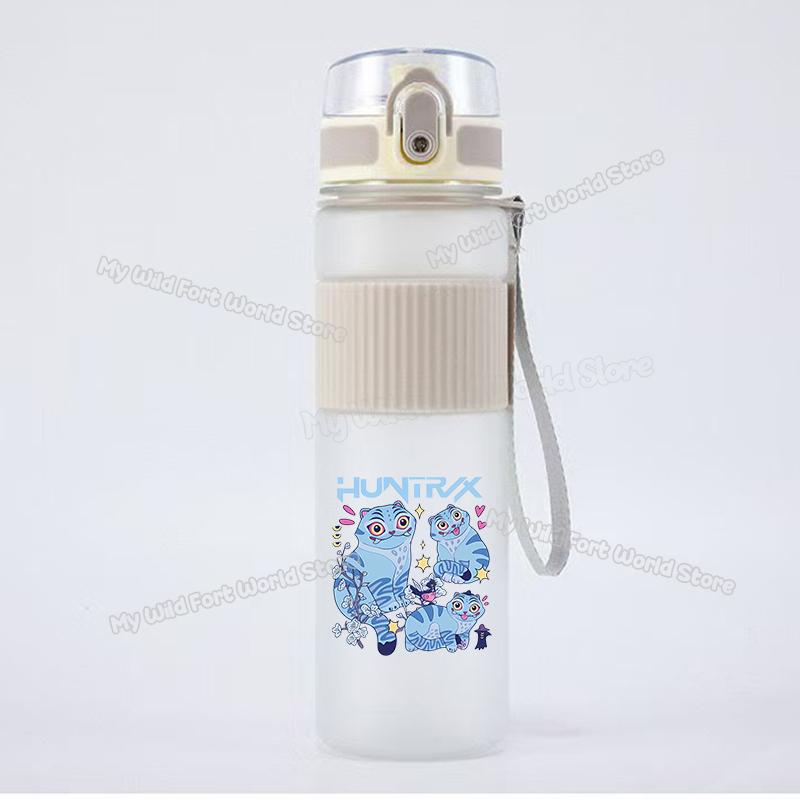 550ml KPop Demon Hunters Kids Sports Water Bottle Rumi Mira Zoey Girl Straw Drink Cup Huntrix Cute Cartoon Bottle Birthday Durable Gift