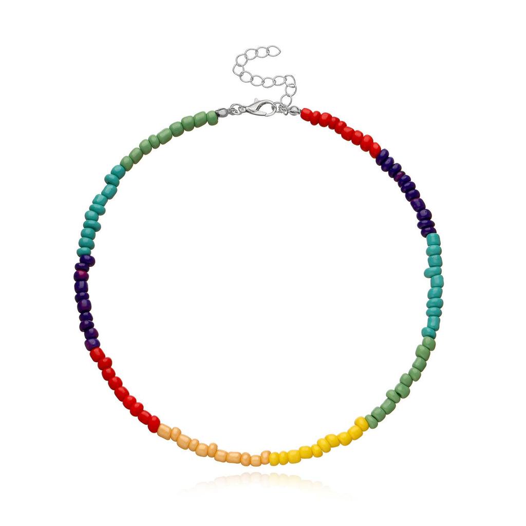 Colorful Rice Bead Necklace with Butterfly & Starfish Charms