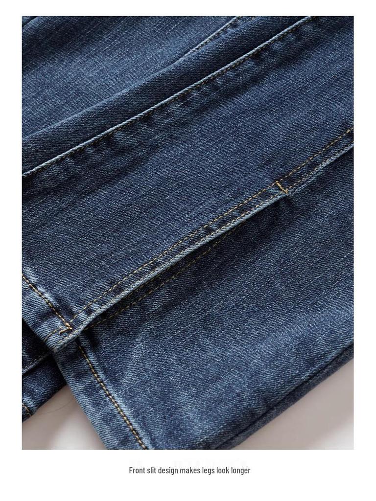 2024 Women's High-Waisted Slit Flared Jeans: Stylish Micro-Flared Pants for Fall/Winter