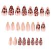 3D Petal Flower Fake Nails Short Almond Shape French Manicure Removable Press On Nails for Women