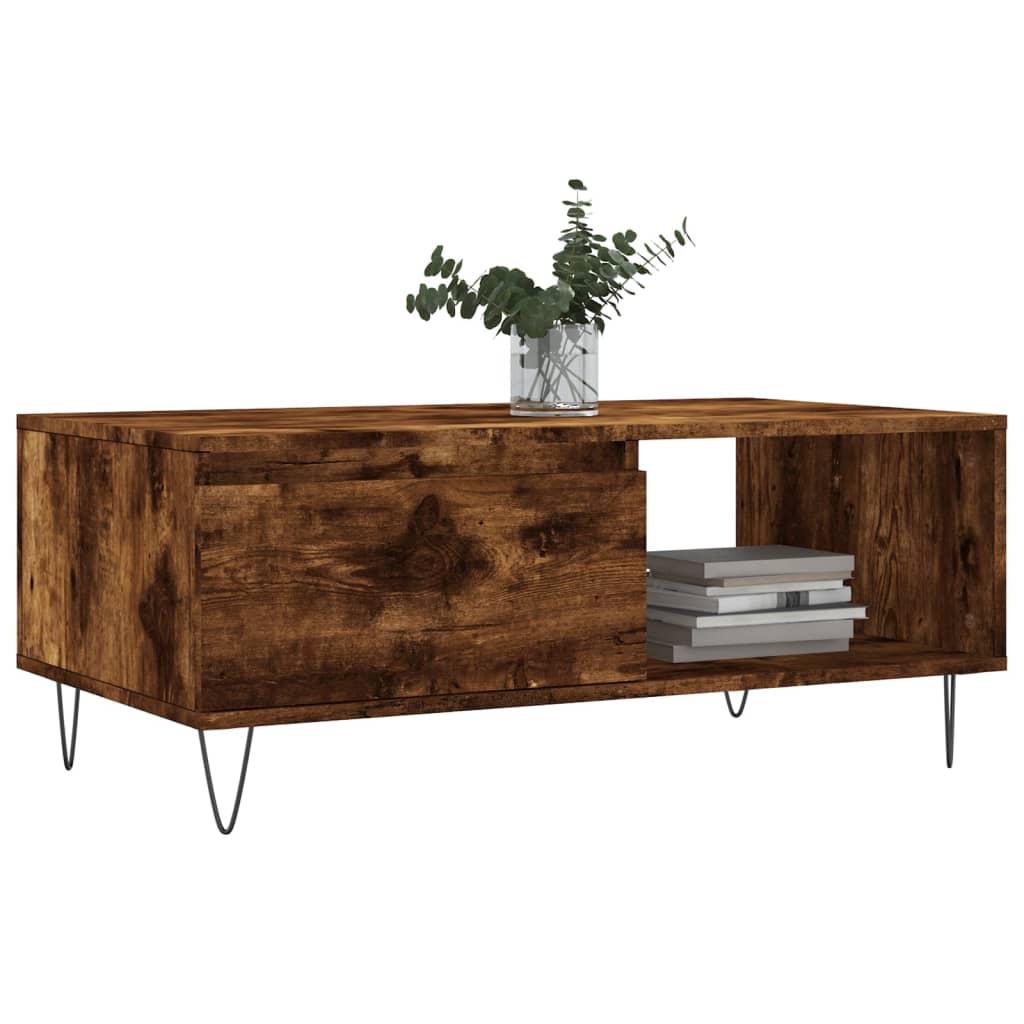 Vidaxl Coffee Table, Smoked Oak, 90X50X36.5 Cm
