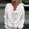 Women's Casual Long Sleeve Woolen Christmas Knitted Cardigan Button Down Jacket