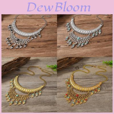 Vintage Ethnic Style Drop Dangle Necklace With Tassels And Crystals For Boho Fashion