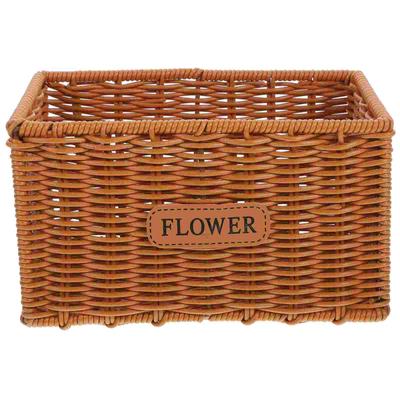 Cesta de almacenamiento de ratán sintético, tejida, para plantas y flores, estilo rural, para jardineras de interior.