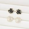 Women's Modern Simple White Black Cubic Earrings