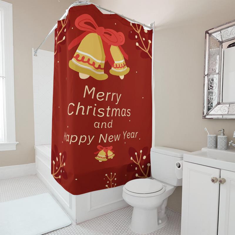 Tuniu Charming Christmas Bathroom Decor Festive Holiday Shower Curtain Merry Xmas Design Cute Winter Scene Home Decoration Cozy