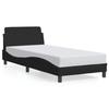 VidaXL Cadre de Lit avec Tête de Lit, Lit Rembourré avec Sommier à Lattes, Lit Simple avec Pied, Lit Adulte de Chambre, Noir 373087