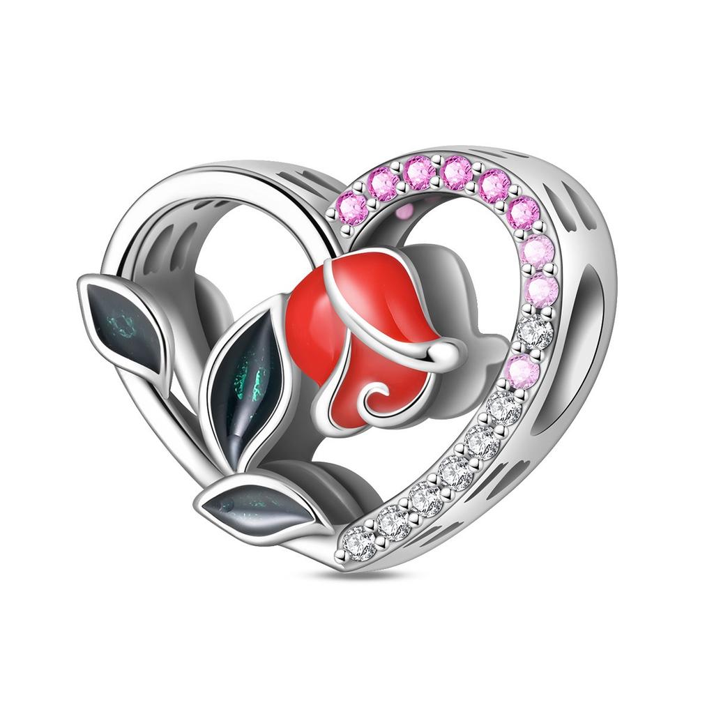 S925 Silver DIY Heart Shaped Charm Pendant Beads For Handmade Necklace Bracelet Jewelry Making Accessories