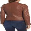 NOORA Womens Dark Brown Leather Jacket With Zipper & Pocket | Shoulder Strap | Snap Collared |