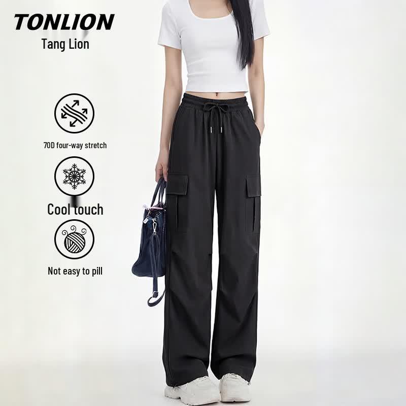 TonLion Women s High-Waist Straight-Leg Cooling Casual Cargo Pants XL