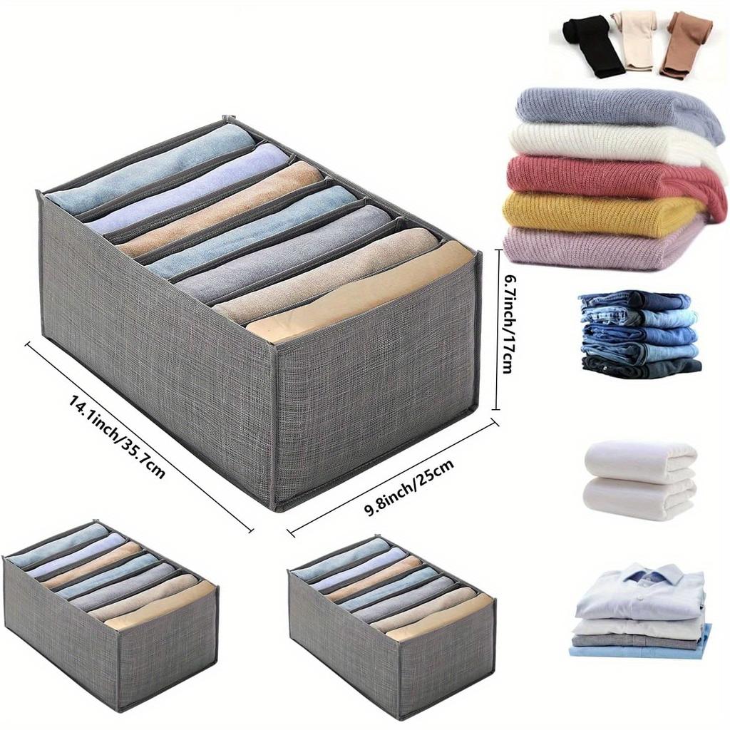 6-teilige faltbare Kleider-Organizer-Taschen mit 7 Fächern – waschbar, Schubladenaufbewahrung aus Polyester für Kleiderschrank und Schrank