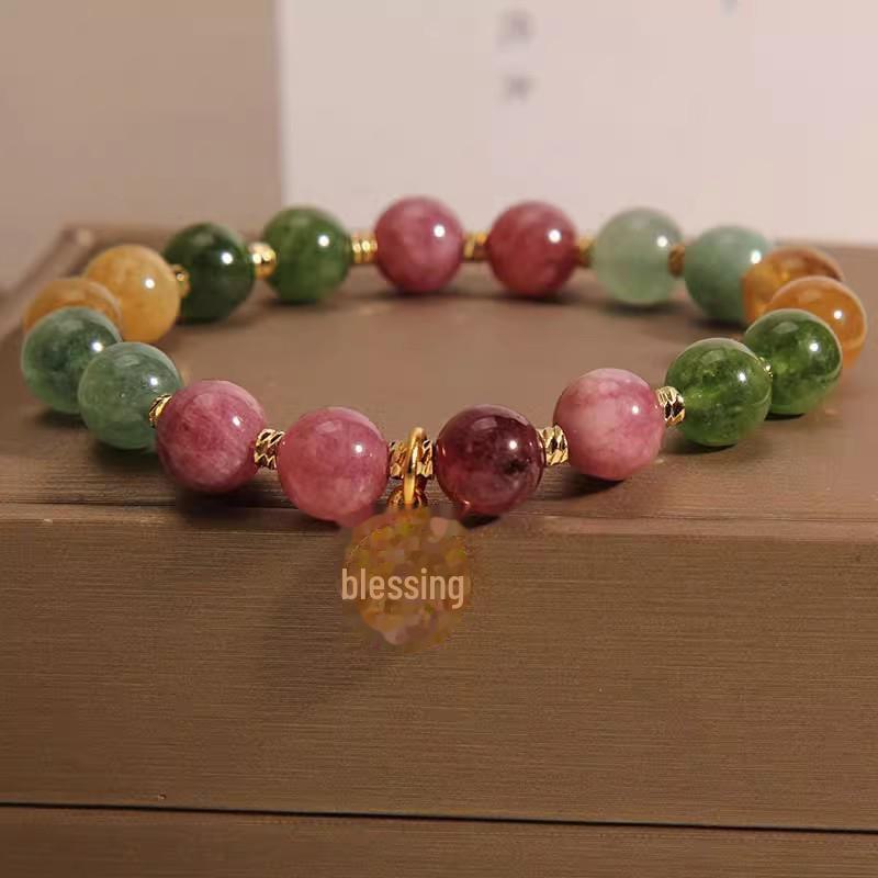 

Браслет с цветком персика и турмалина - женская нишевая роскошь, идеальный подарок на день рождения для подруг null