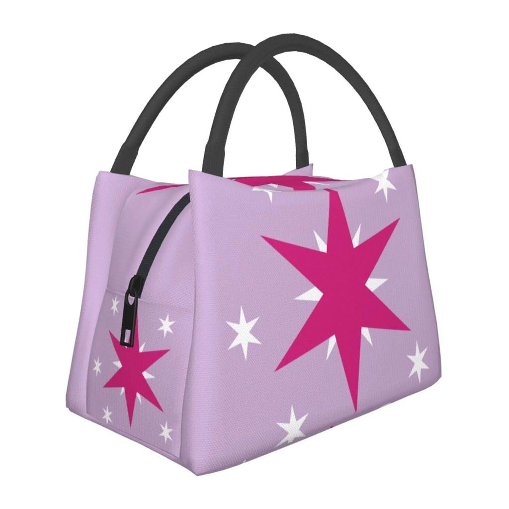 Niedliche Logo Stern Lunchtasche Pony-Liebhaber Isolierte Lunchtasche Lebensmittelbehälter Bento Tragetasche für Frauen Mädchen Schule Arbeit Picknick