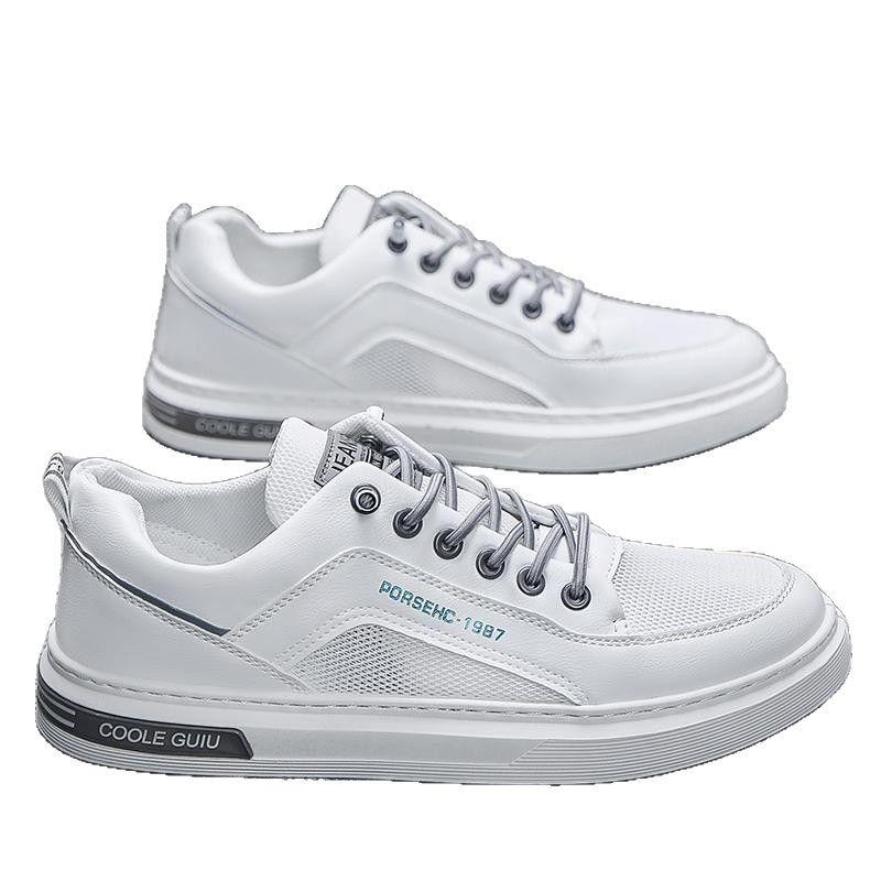 Men's Shoes New Hollow White Shoes Summer Breathable Sports Shoes Casual Korean Version Trendy Fashion Mesh Shoes Men's Board Shoes
