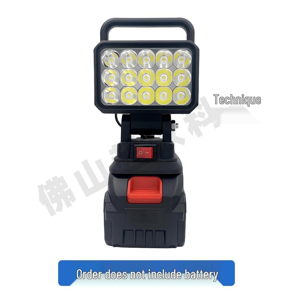 LED Dual-Use Work Light with USB, AC/DC, Compatible with DeWalt & Milwaukee Lithium Batteries