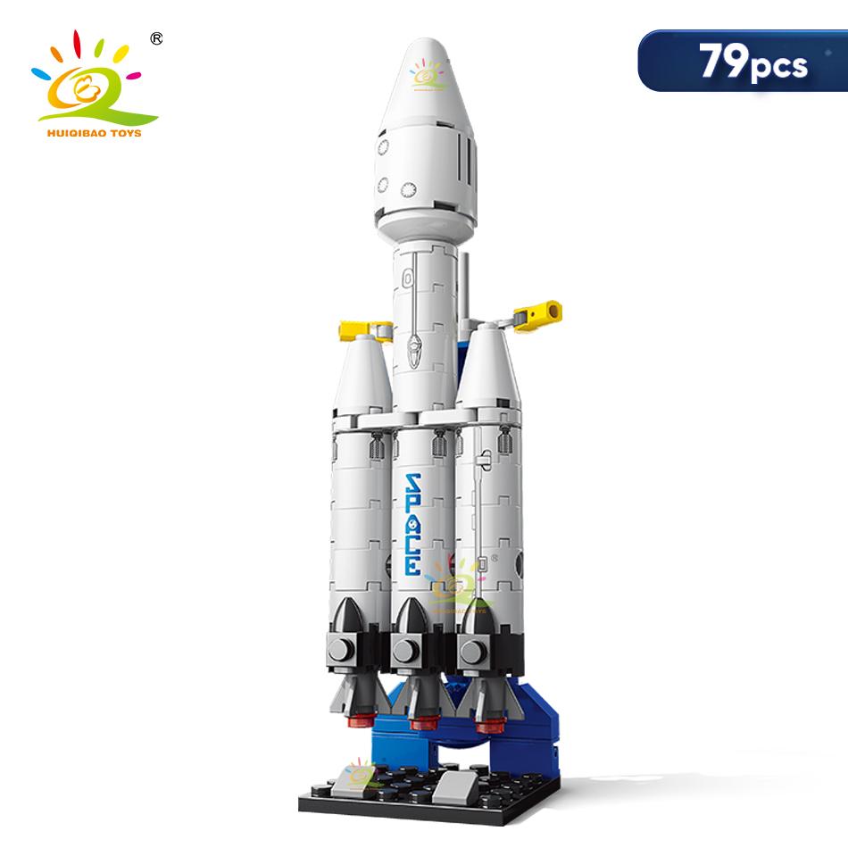 Mini Aviation Manned Rocket Model Building Blocks Space Aerospace Station Bricks City Construction Toys for Children