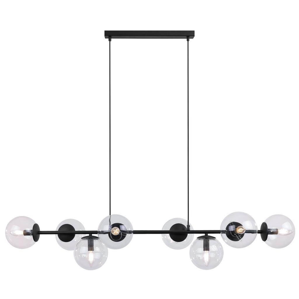 Siena Black Hanging Lamp 8-Flat Clear Lamp E14