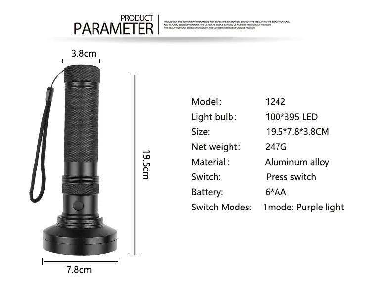 UV 100LED EDC Licht Lila Licht Schwarzlicht 395nm Ultraviolett Tragbare Handtaschenlampe LED Taschenlampe Detektor für Haustierurin
