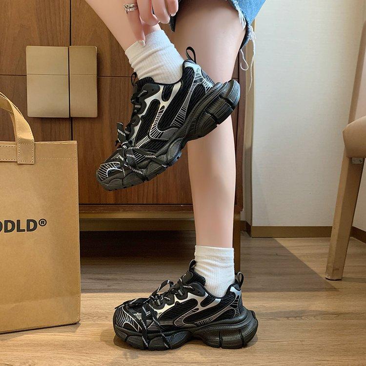 Dirty Old Paris Lace-up Dad Shoes Women's 2025 Spring New Fashion Platform Retro Casual Sneakers