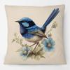 Australian Blue Wren With Flower Cushion Covers Bird Decor Sofa Decorative Pillowcase