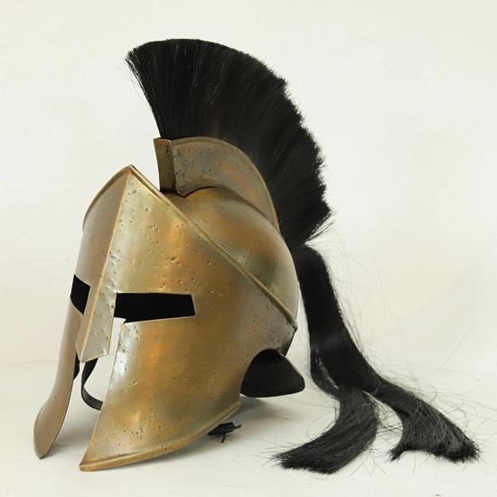 Spartan Warrior Helmet with Black Crest Wearable Bronze Helmet Greek Corinthian Armor Medieval Cosplay Prop Gift