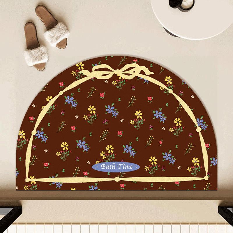 Lace Floral Bow Diatom Mud Non-slip Floor Mat Bathroom Absorbent Bedroom Toilet Bathroom Door Floor Mat