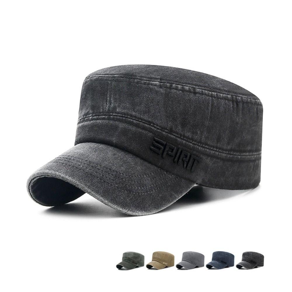 

Breathable Cadet Hat Anti-UV Flat Top Cap Spring Summer Sun Hat Men