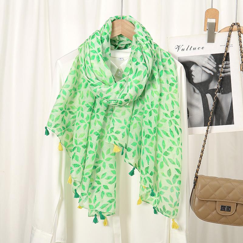 

Winter Plain Leaf Floral Tassel Viscose Shawls Scarf Lady High Quality Wrap Pashmina Stole Bufandas Muslim Hijab 180*90Cm