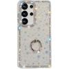 For Samsung Galaxy S24 Ultra Case with Ring Kickstand Rhinestone Edge TPU+PC IMD Phone Cover