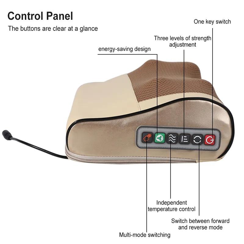 

Massage Pillow Neck Massager Infrared Heating Electric Back Body Shiatsu Device Head Cervical Shoulder Kneading Health Relax US Plug
